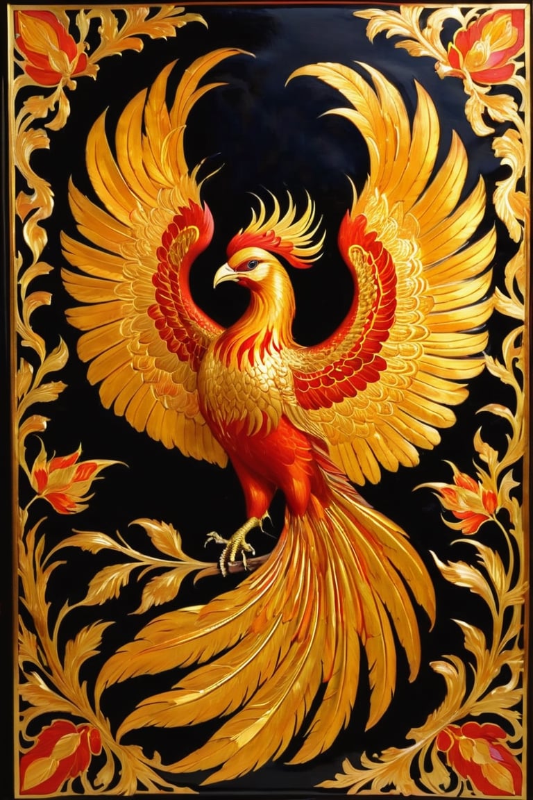 Golden Tempera Painting,Phoenix