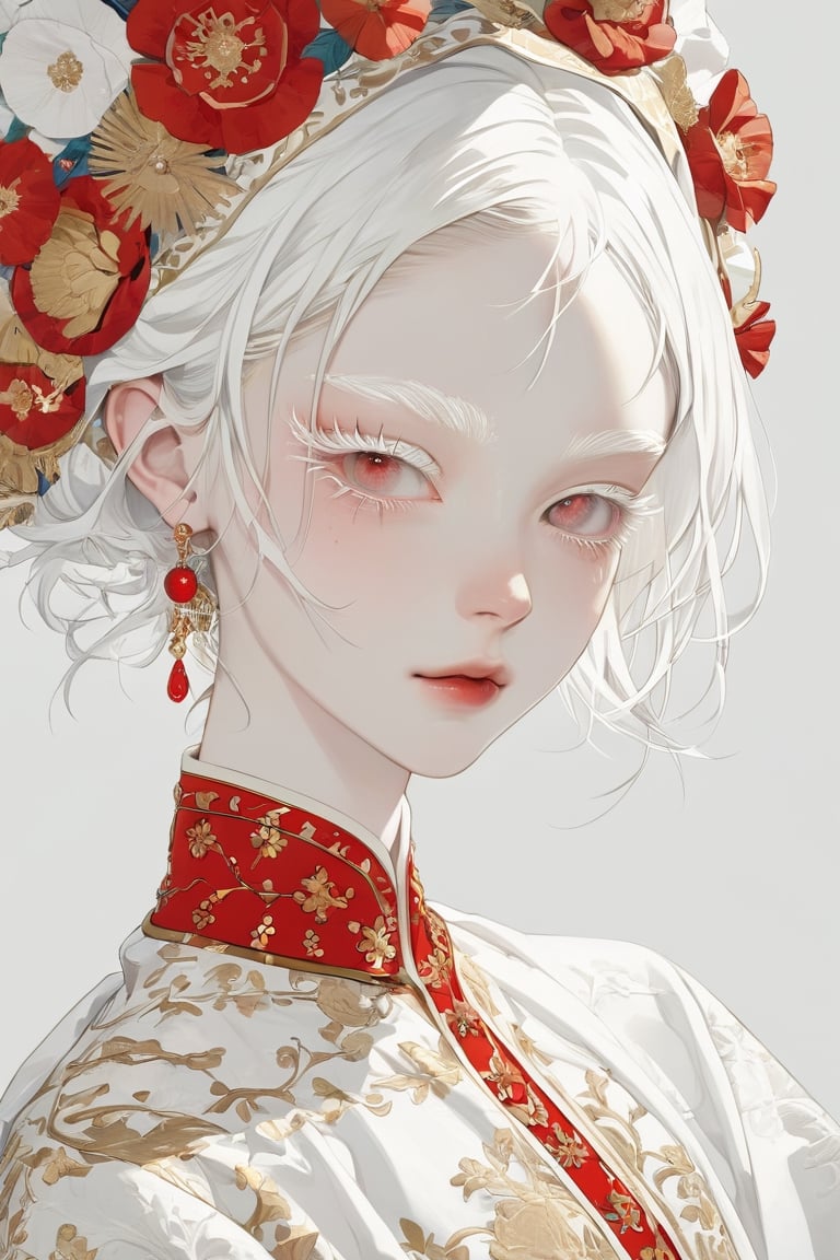 A albino girl,  long beautiful pure white hair,  (thin eyebrows) by maehara on Tensor.Art
