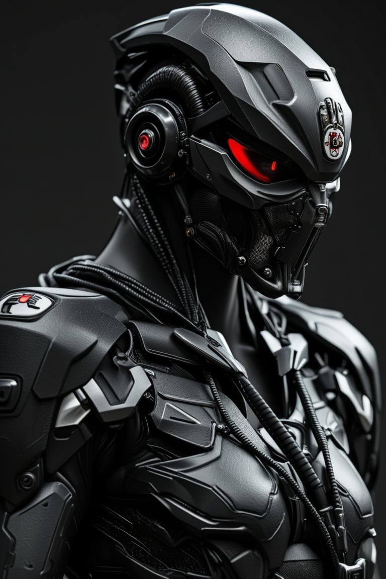 Hyper-realistic cyberpunk portrait,1man,Enemy design, advanced cyborg,sleek black military uniform with Nazi-inspired design,Rank insignia with hawk design,Holding Maschinengewehr 42,Mg42 heavy machine gun, long barrel machine gun,
black military boots,full body figure, intricate metal mask covering the entire face, cyber gas mask, red glowing eyes, dramatic lighting, highly detailed, 8k resolution, photorealistic, cinematic composition, visible cybernetic implants, futuristic technology, dark and gloomy atmosphere, sharp focus, high contrast, metallic textures, dystopian atmosphere, ultra-realistic rendering, volumetric lighting, ray tracing, depth of field,FluxPatt3rns,Capullo,ct-identityV2,mecha armour,hanxhelm