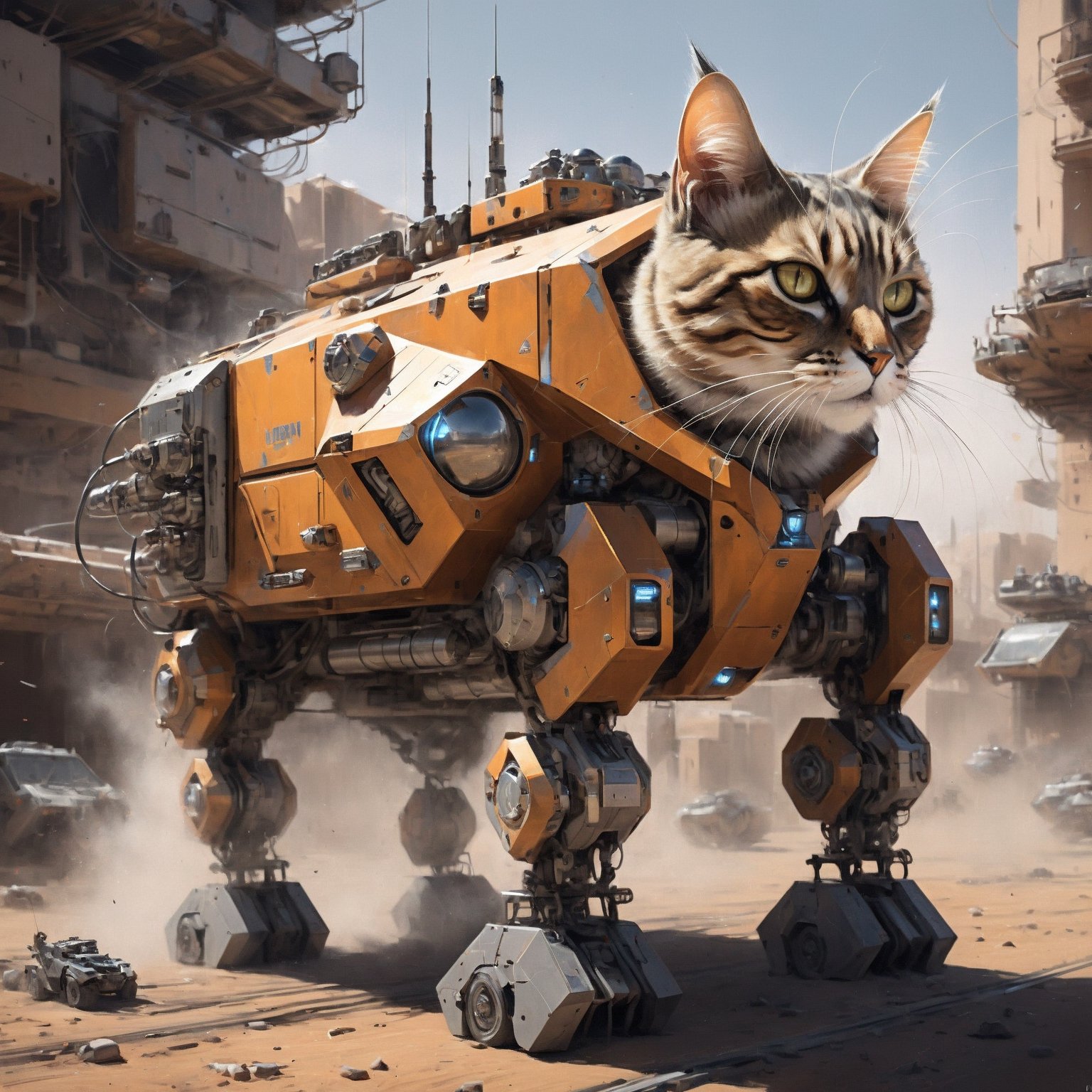  futuristic Design vehicles cat,gigantic  transportation cat, exploring innovative designs,artillery, sparks, racks, system unit,sharp focus, emitting diodes, smoke,   artstation hyperrealism painting, ,aw0k cat