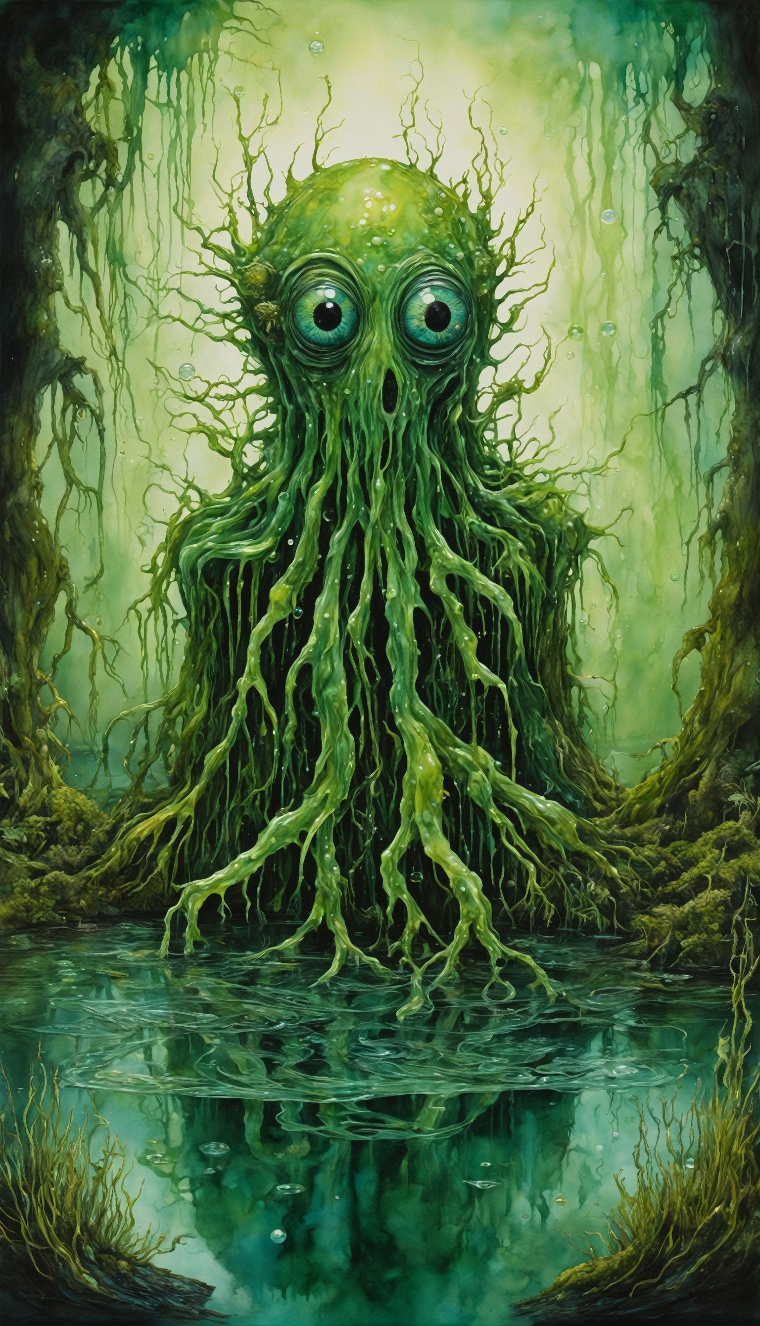 Magic realism,  splash art alcohol ink,  anthropomorphic swamp spirit by Lenkaizm on Tensor.Art