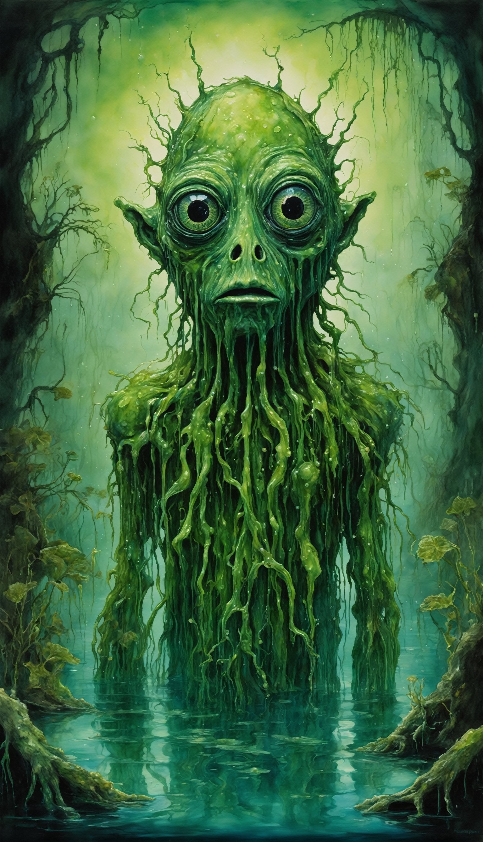 Magic realism,  splash art alcohol ink,  anthropomorphic swamp spirit by Lenkaizm on Tensor.Art