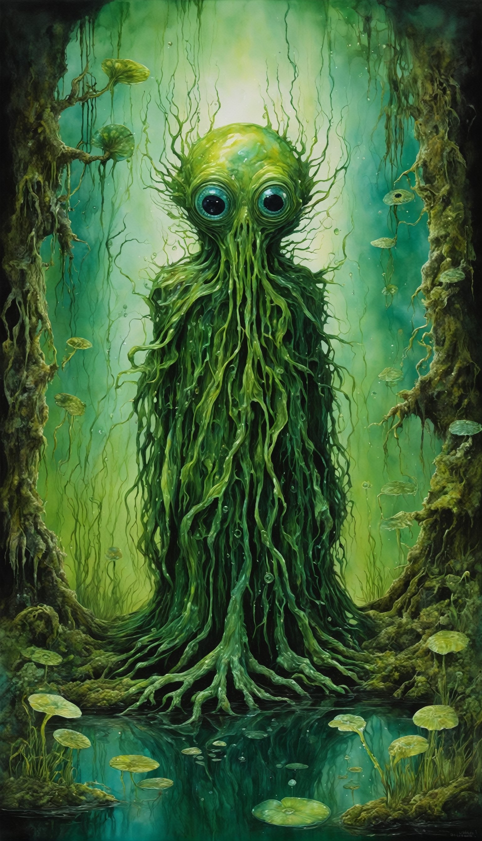Magic realism,  splash art alcohol ink,  anthropomorphic swamp spirit by Lenkaizm on Tensor.Art