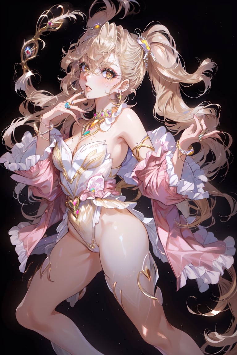 8k, (absurdres, highres, ultra detailed), (1lady:1.3), ultra resolution image, (1girl), (solo), kawaii, (((Gyaru))), japan style Gyaru, smlie, full_body, (((Gyaru makeup))), Gyaru_fashion, white background, Gyaru style nail, 80s, 80s style, leopard print. Wheat skin, Exaggerated hair style, Exaggerated, ring, ear_rings, jewelery,Half Color