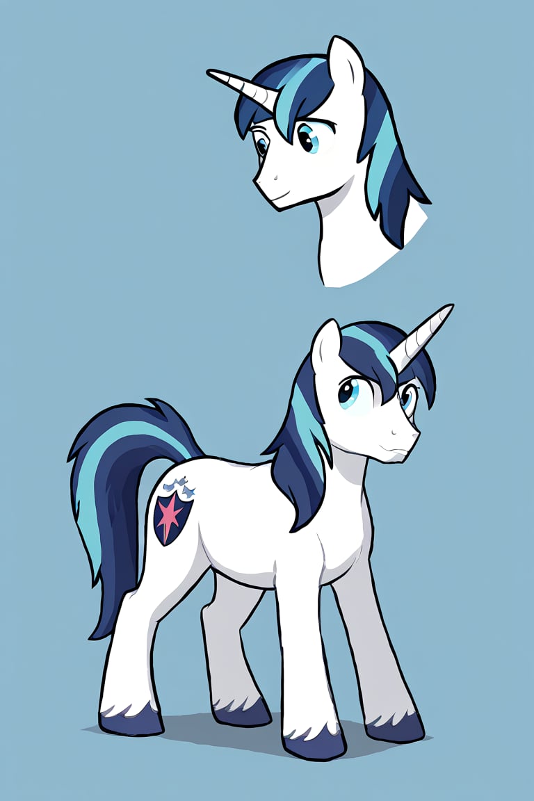 Shining Armor mlp, feral only, blue eyes, simple background, blue hair, full body, horns, no humans, single horn, unicorn,pkmn_swim