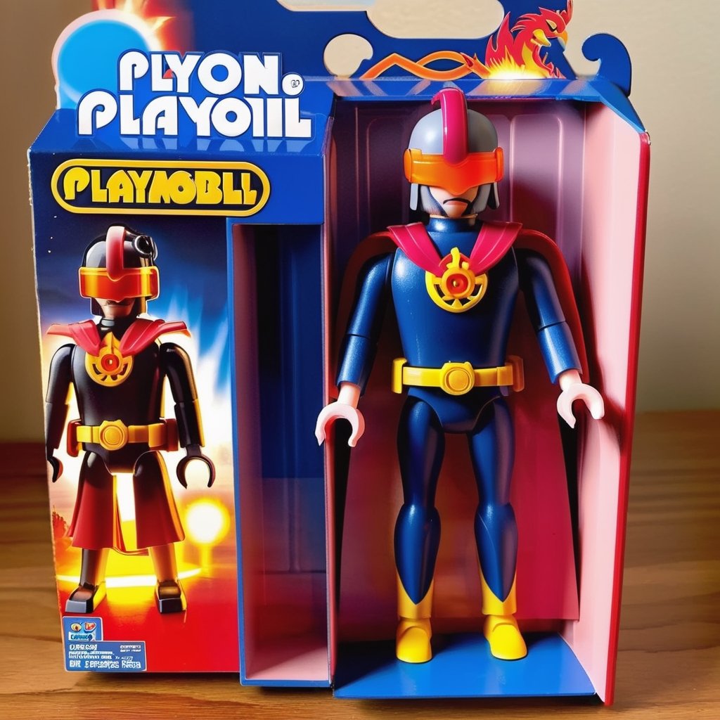 Cyclobil: Combining Phoenix-Force Cyclops with Playmobil, this action-figure beams ruby lasers:0.5 encased in fire-proof playmobil box:0.6 which cannot contain Phoenix fire:0.3, awe_toys,