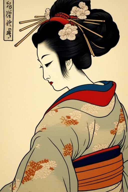 ukiyo-e, geisha girl 