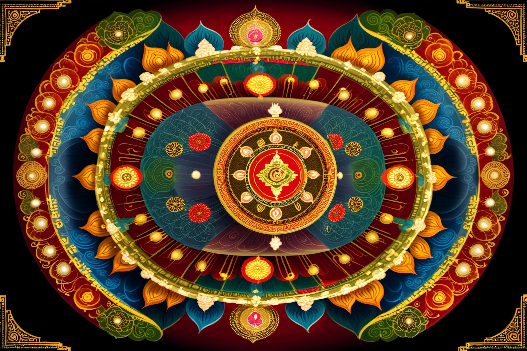 an image of A mandala One well-known type of mandala is the mandala of the "Five Buddhas",  archetypal Buddha forms embody...