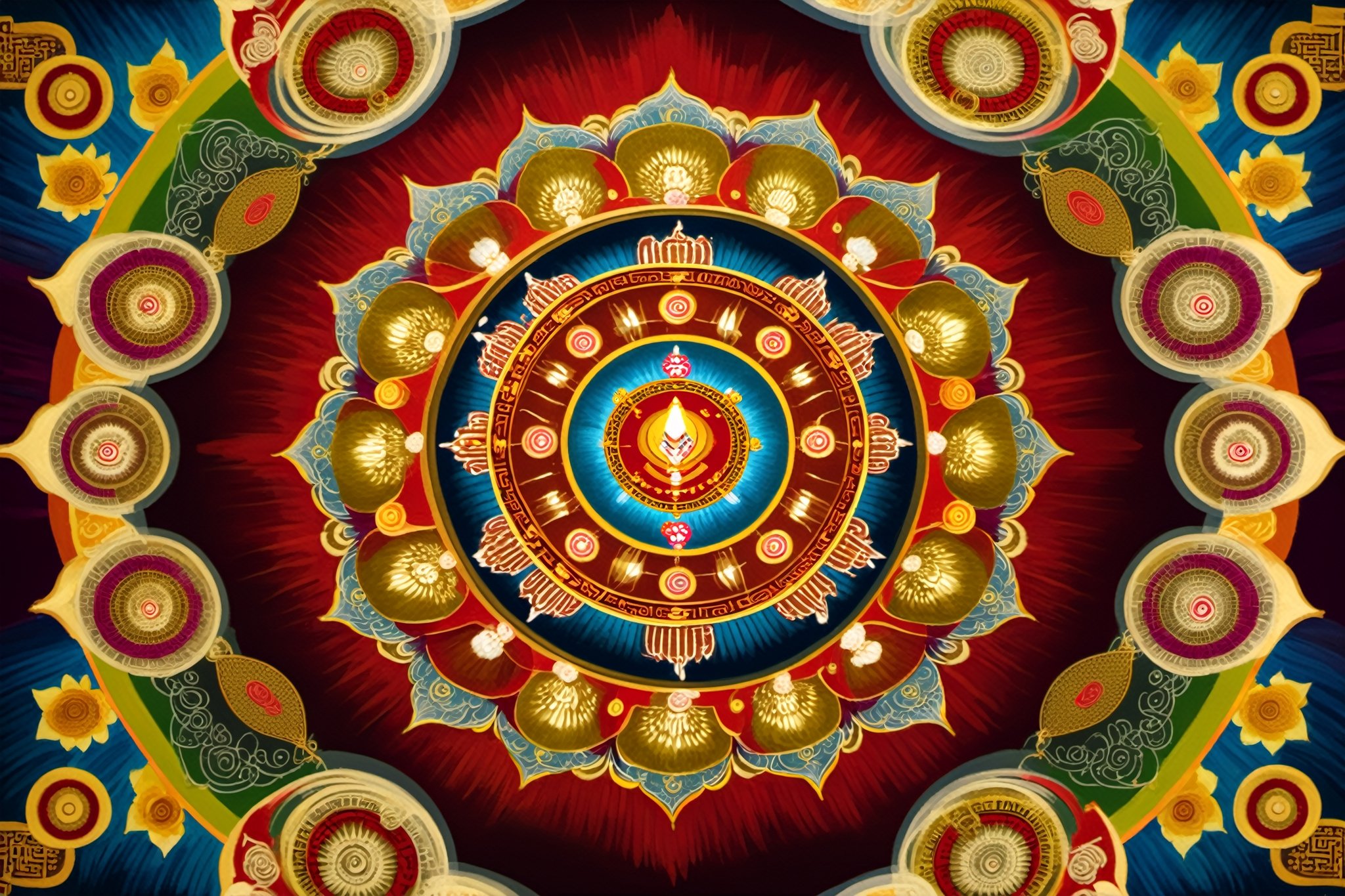 an image of A mandala One well-known type of mandala is the mandala of the "Five Buddhas",  archetypal Buddha forms embody...