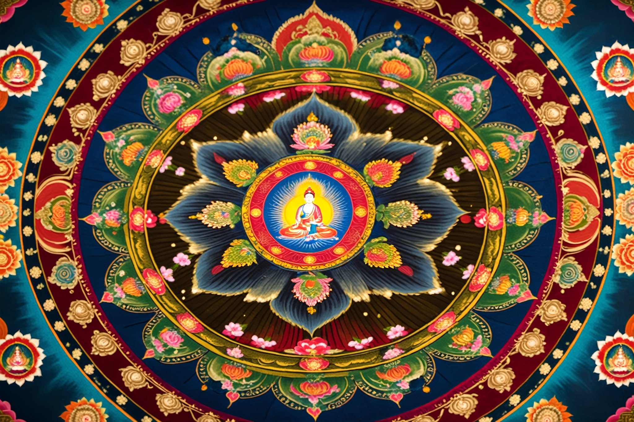 an image of A mandala One well-known type of mandala is the mandala of the "Five Buddhas",  archetypal Buddha forms embody...