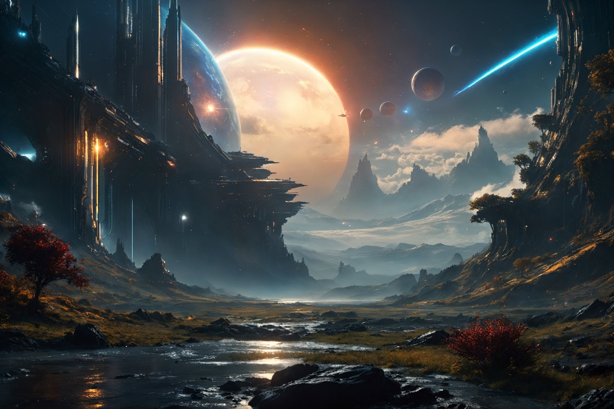 Ringworld by Larry Niven ,  alien planet ,  panorama by A.I. DIGITAL ARTS N.Y on Tensor.Art