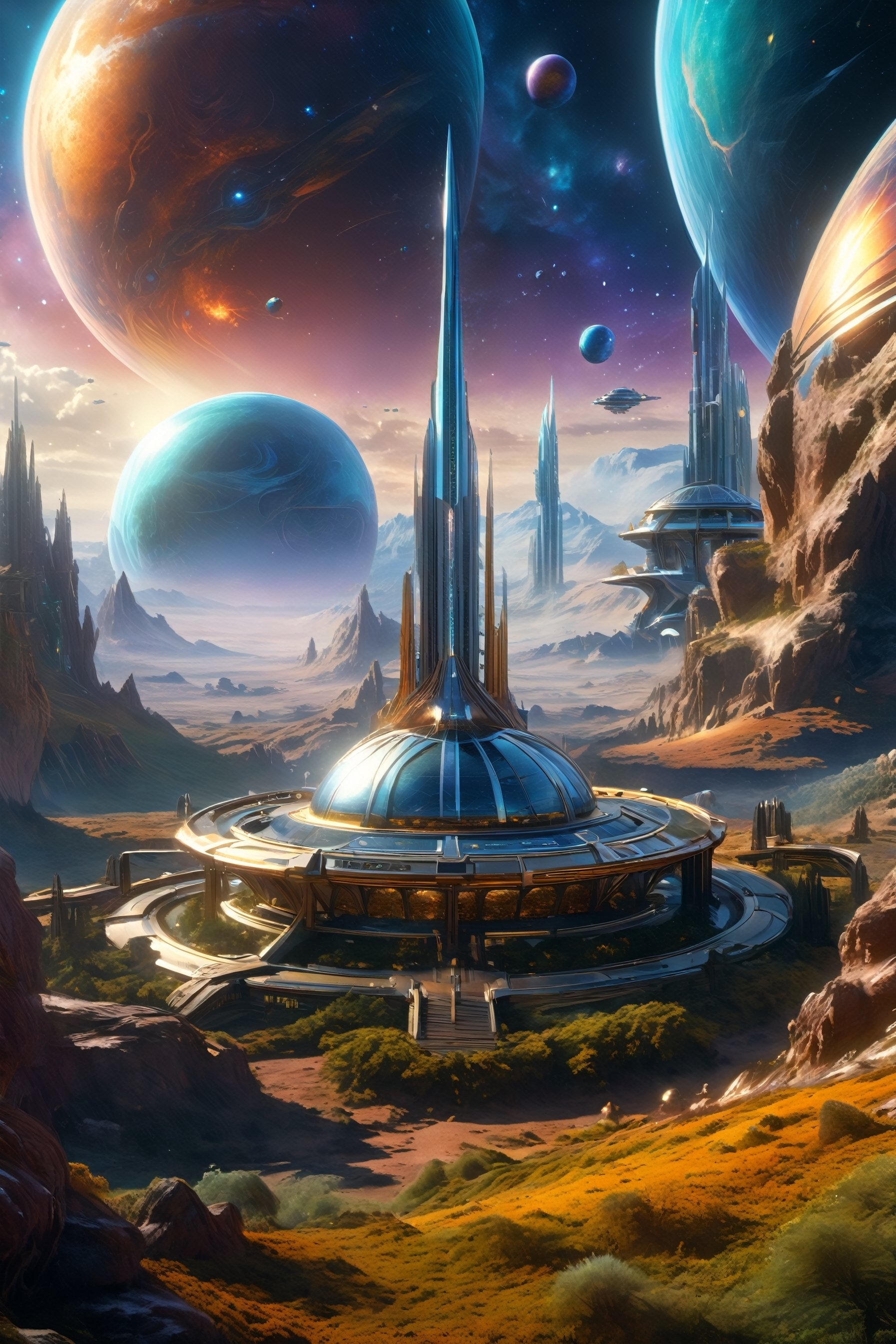 retro scifi landscape,  beautiful colours,  sharp textures by A.I. DIGITAL ARTS N.Y on Tensor.Art