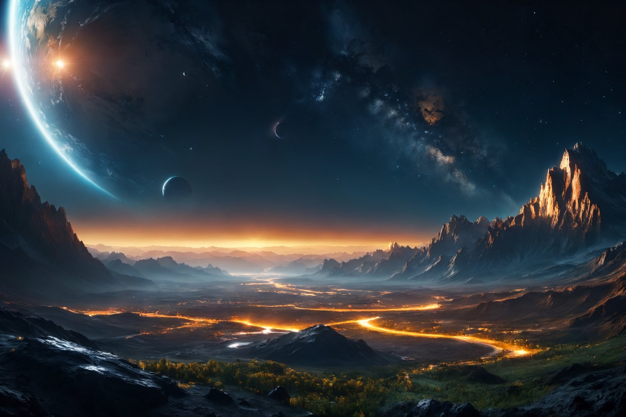 ((planet EARTH NIGHT VIEW FROM SPACE)) ,  panorama , by A.I. DIGITAL ARTS N.Y on Tensor.Art