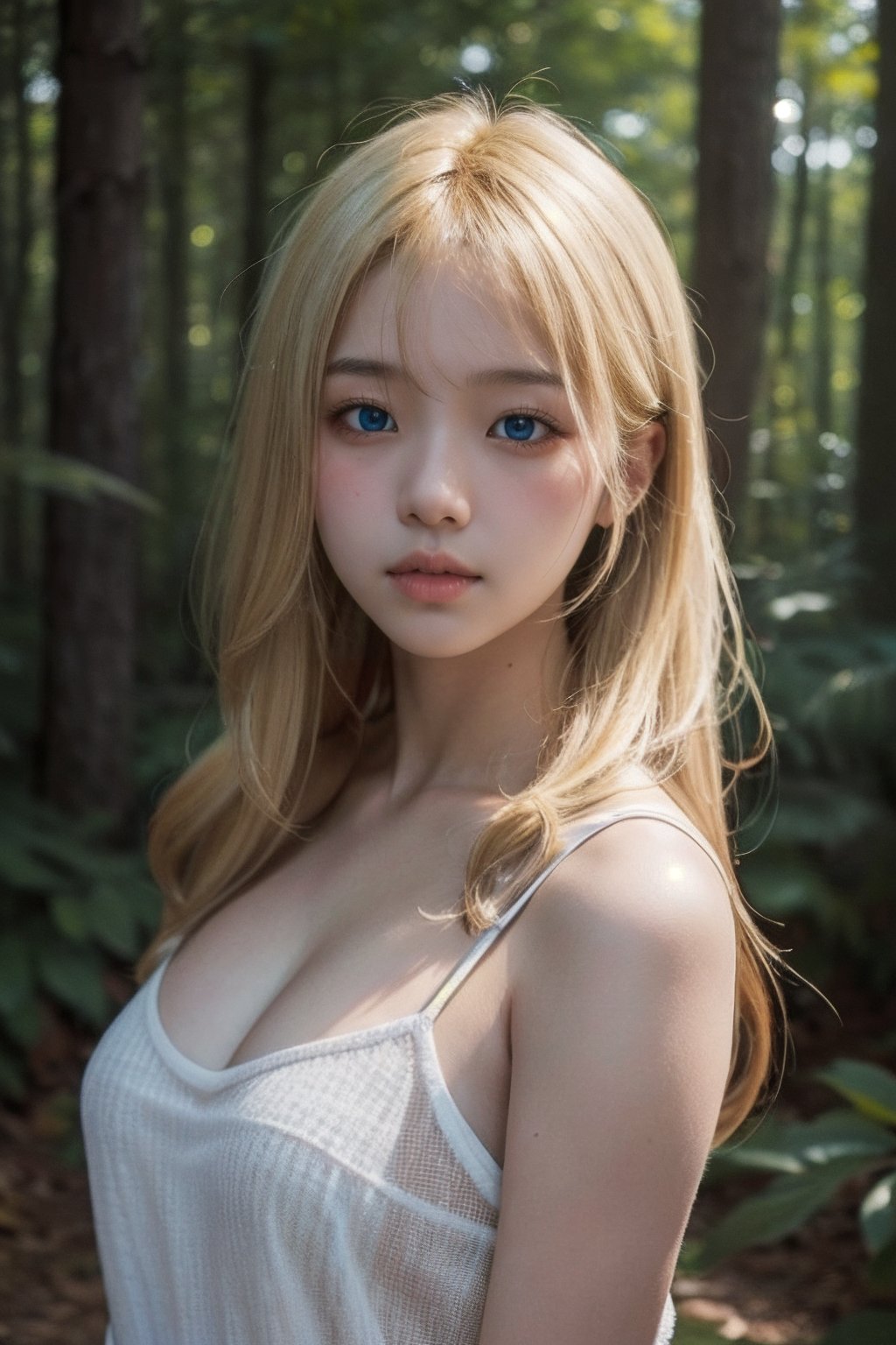 (((deep in the woods))),  ((looks at viewer)),  (only the face enters the shot) by 萬仔13 on Tensor.Art
