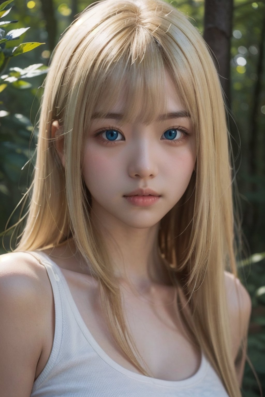 (((deep in the woods))),  ((looks at viewer)),  (only the face enters the shot) by 萬仔13 on Tensor.Art