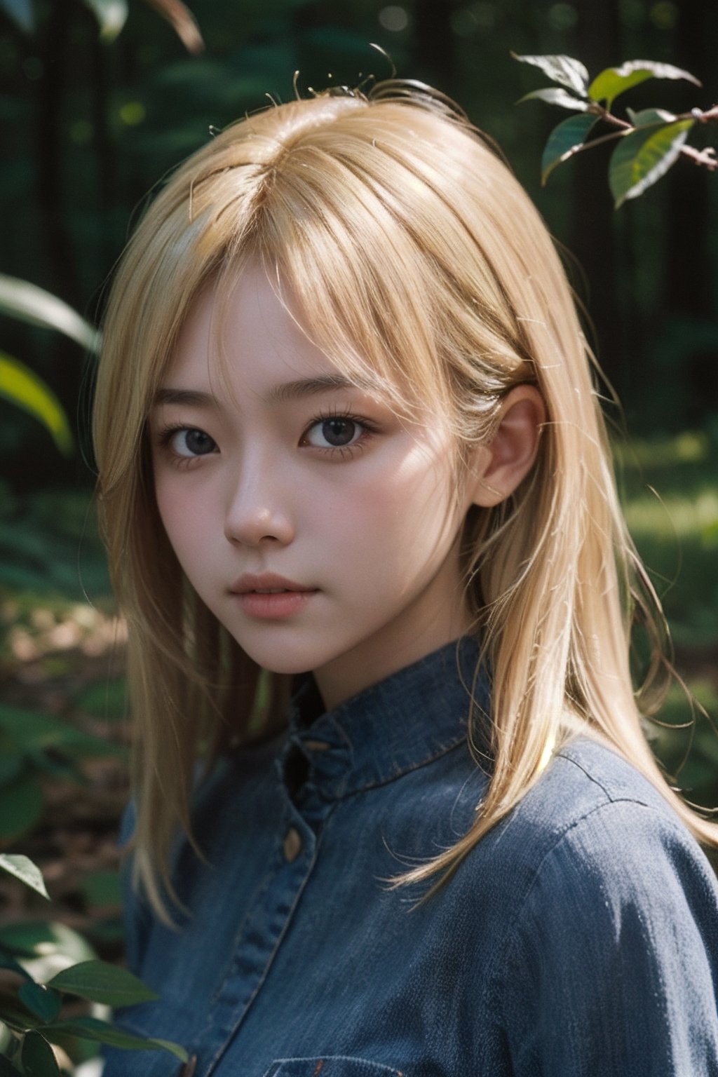 (((deep in the woods))),  ((looks at viewer)),  (only the face enters the shot) by 萬仔13 on Tensor.Art