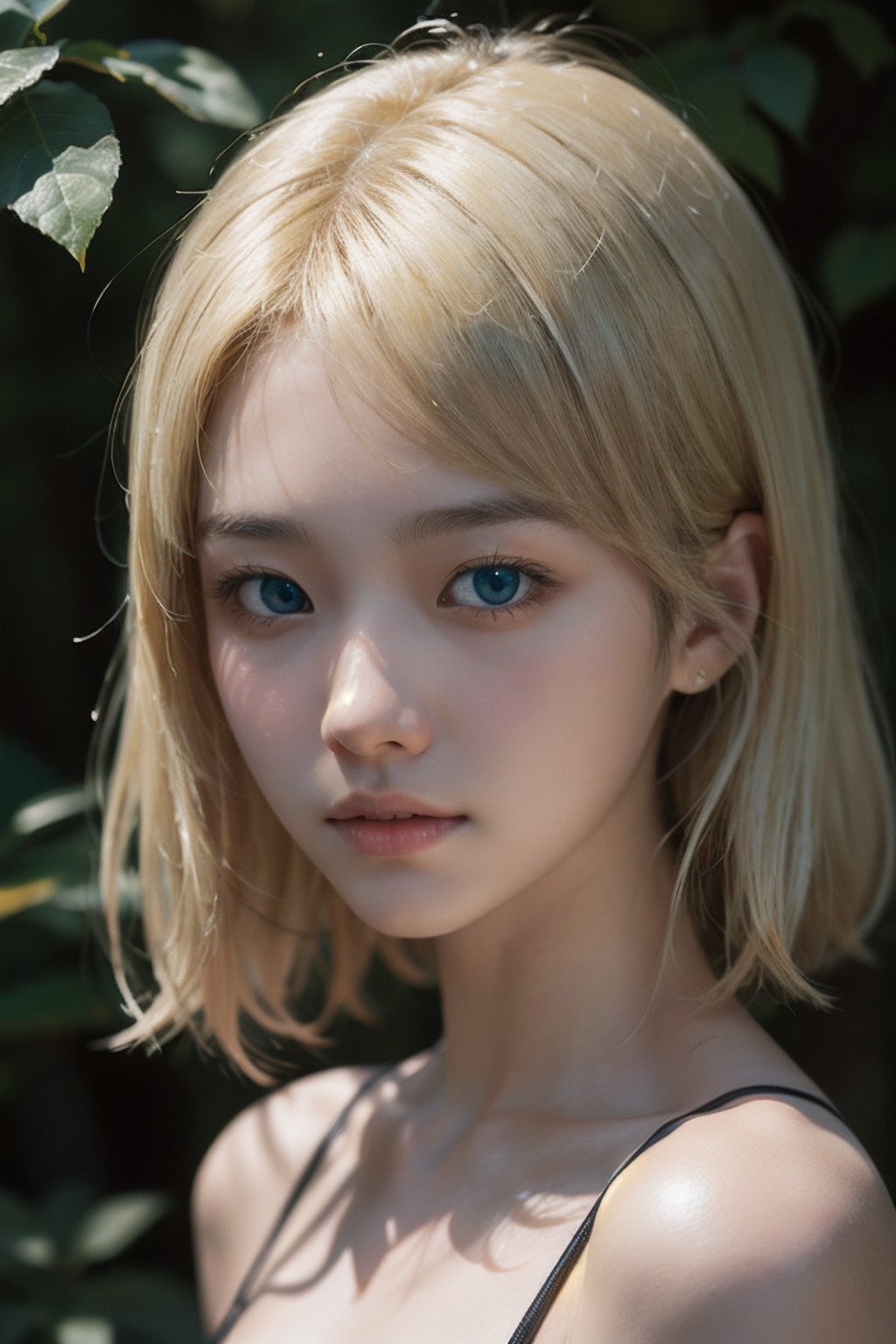 (((deep in the woods))),  ((looks at viewer)),  (only the face enters the shot) by 萬仔13 on Tensor.Art