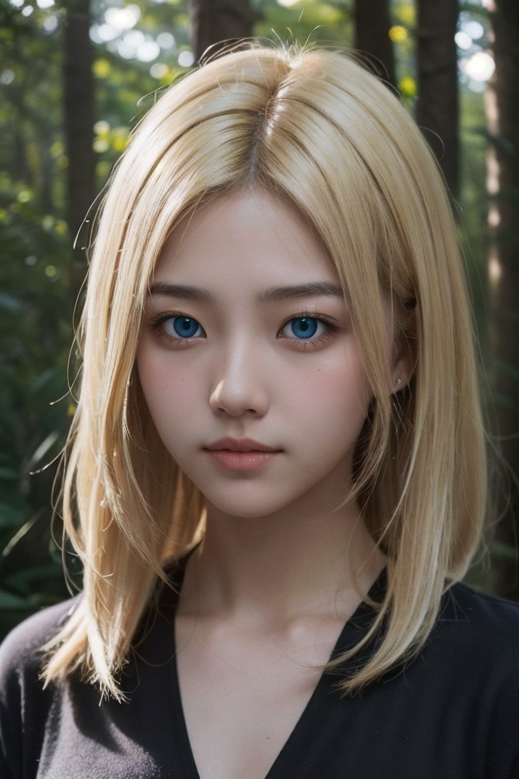 (((deep in the woods))),  ((looks at viewer)),  (only the face enters the shot) by 萬仔13 on Tensor.Art