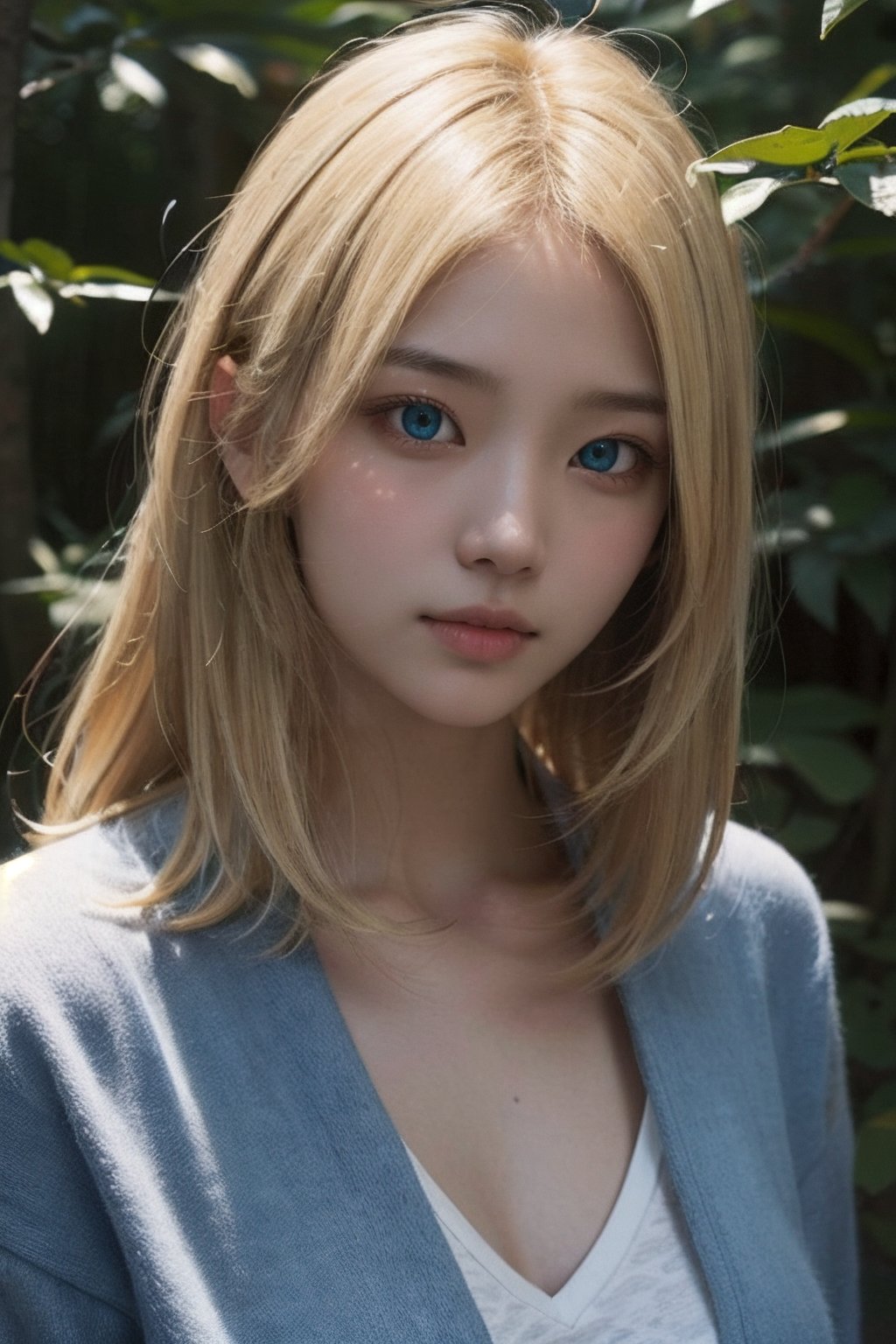 (((deep in the woods))),  ((looks at viewer)),  (only the face enters the shot) by 萬仔13 on Tensor.Art