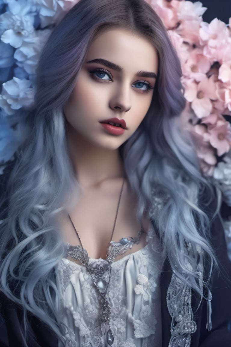  Masterpiece, Best Quality portrait of a teenage girl, cold color palette, (gothic style:1.2), . 8k, UHD, HDR