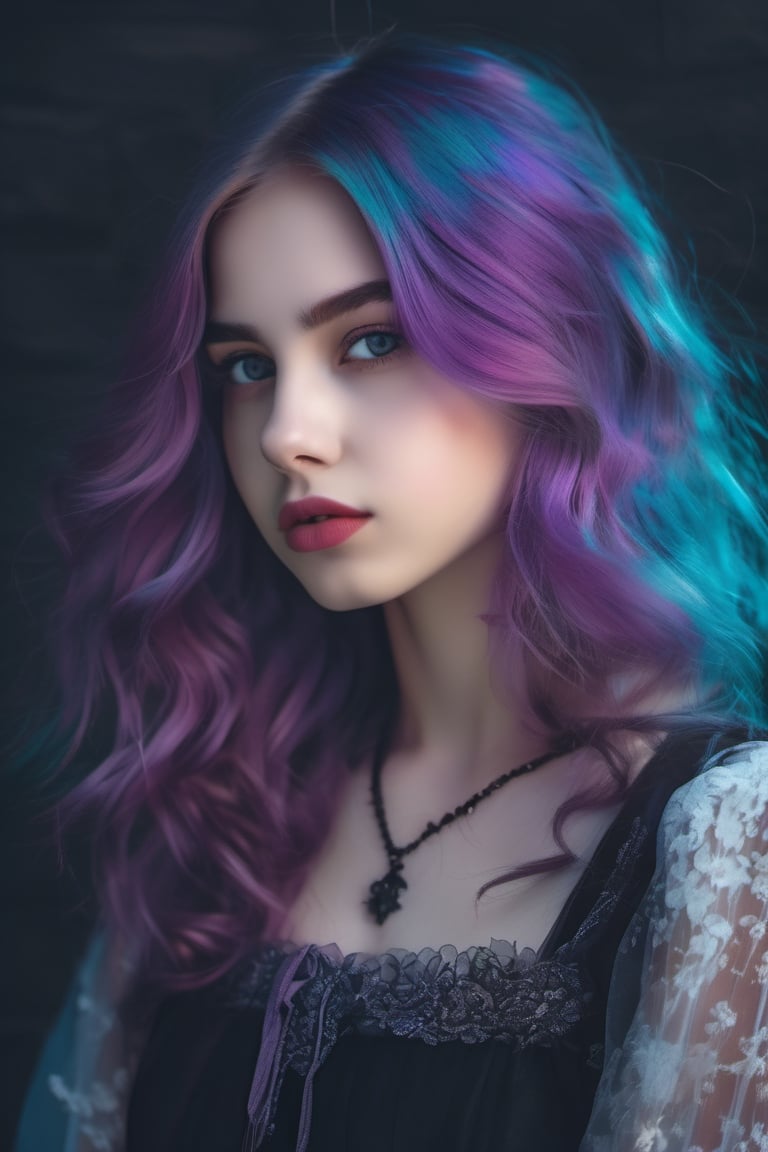  Masterpiece, Best Quality portrait of a teenage girl, cold color palette, (gothic style:1.2), . 8k, UHD, HDR