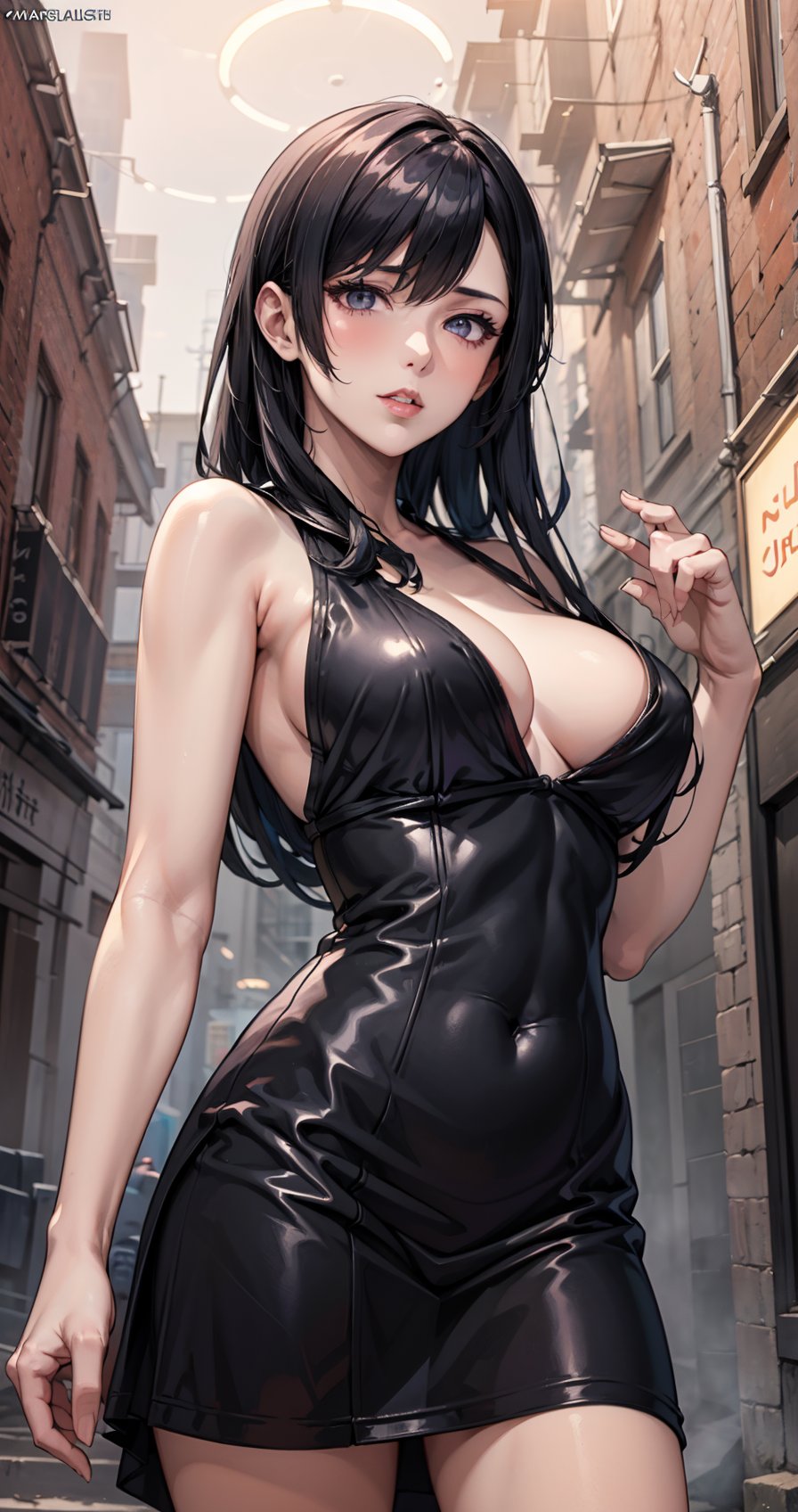 (masterpiece, top quality, best quality, official art, beautiful and aesthetic:1.2), (1girl),a sexy anime girl,beautiful detailed eyes,beautiful detailed lips,extremely detailed eyes and face,long eyelashes,1girl,dynamic pose, cinematic lighting,vibrant colors, highly detailed,elegant dress, glowing skin, warm lighting, intricate background, photorealistic, concept art, red and black dress