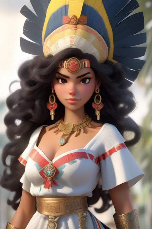 Female character with a nurse theme,  Her attire and accessories should be inspired by Colombian mythology or regional Col...