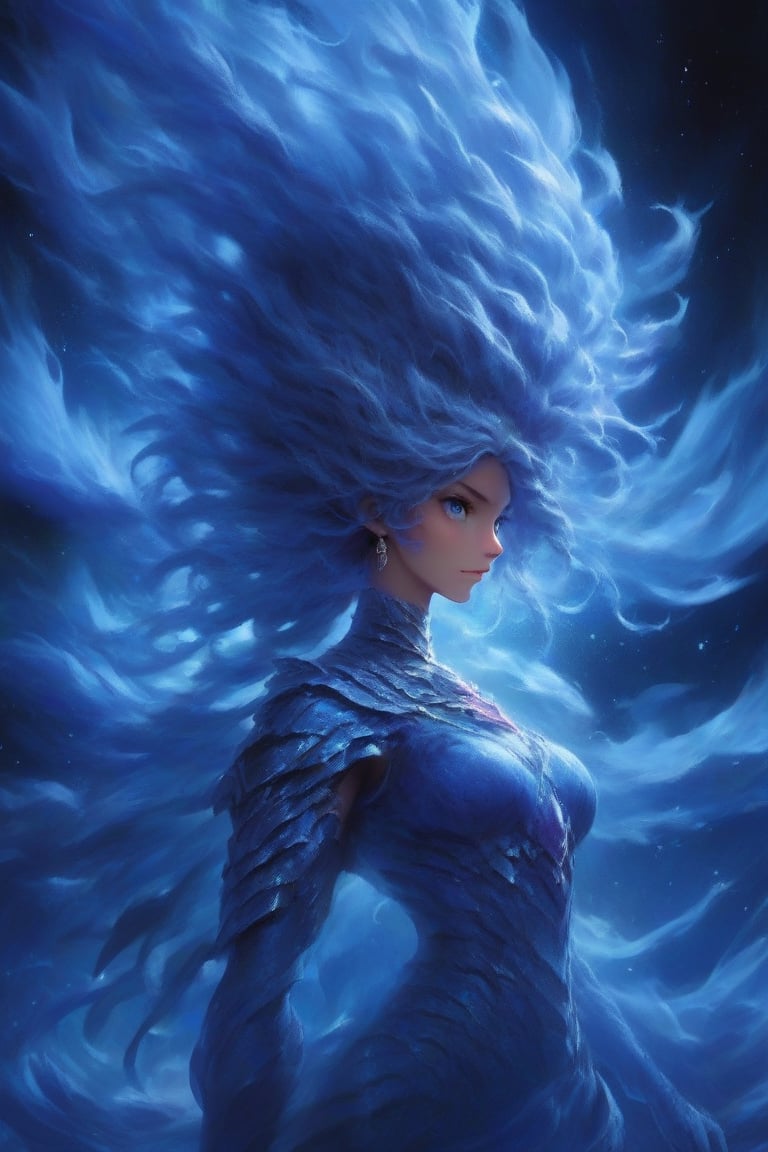 The figure before you is no ordinary girl but a symphony of realms,  elements,  and legends meticulously woven into a huma...