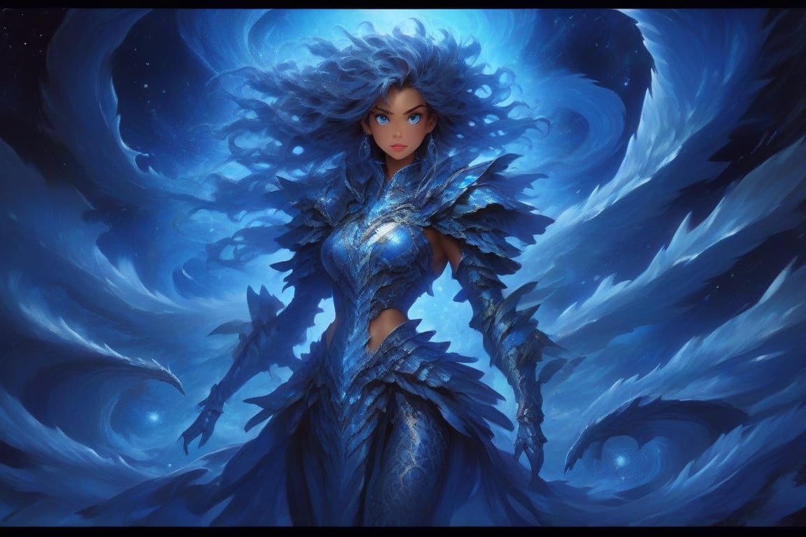 The figure before you is no ordinary girl but a symphony of realms,  elements,  and legends meticulously woven into a huma...