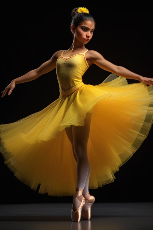 Female character with a ballet dancer theme,  Her attire and accessories should be rooted in Colombian mythology or region...