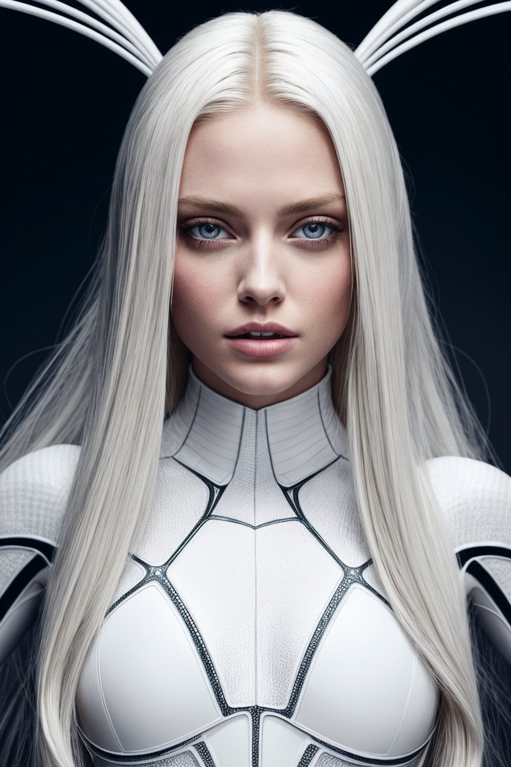 modelshoot style, (extremely detailed 8k wallpaper), a medium shot photo of a 18 yo girl (Christina Aguilera:Amanda Seyfried:0.5), white spider man suit, long blunt hair, blonde, beautiful face, roof, masterpiece, intricate detail, perfect anatomy, lora:add_detail:0.5, Intricate, High Detail, dramatic
