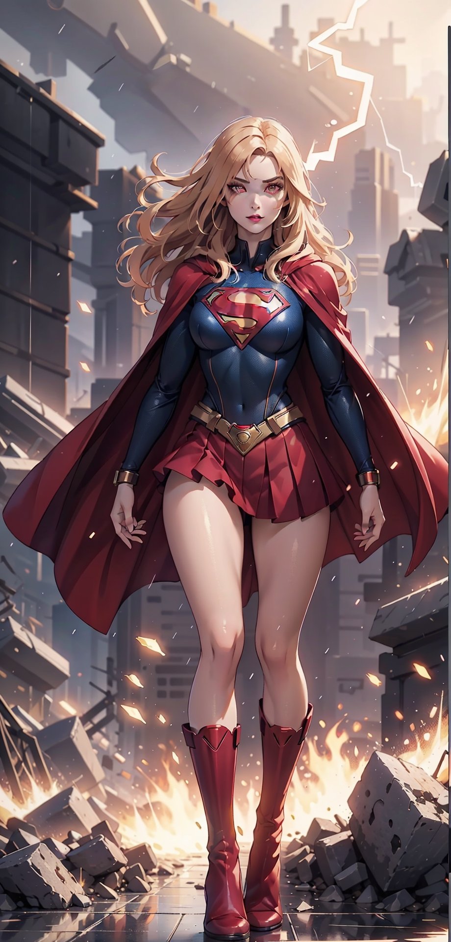 One super female,  in superman outfit,  mini skirts by King2099 on Tensor.Art