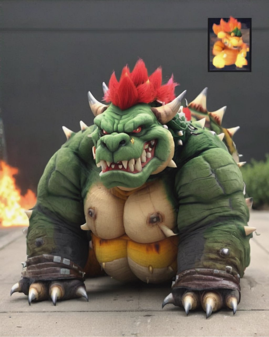 photo portrait of Bowser in real life, real