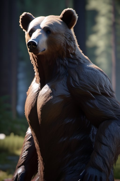  humanoid bear hybrid, realistic, rpg, unreal engine, 4k