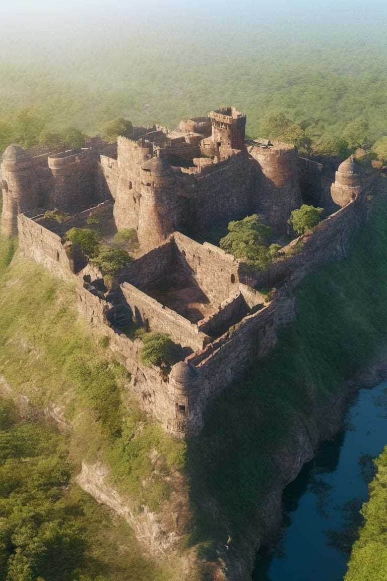 indian fort from dron view,3d,sunnyday 