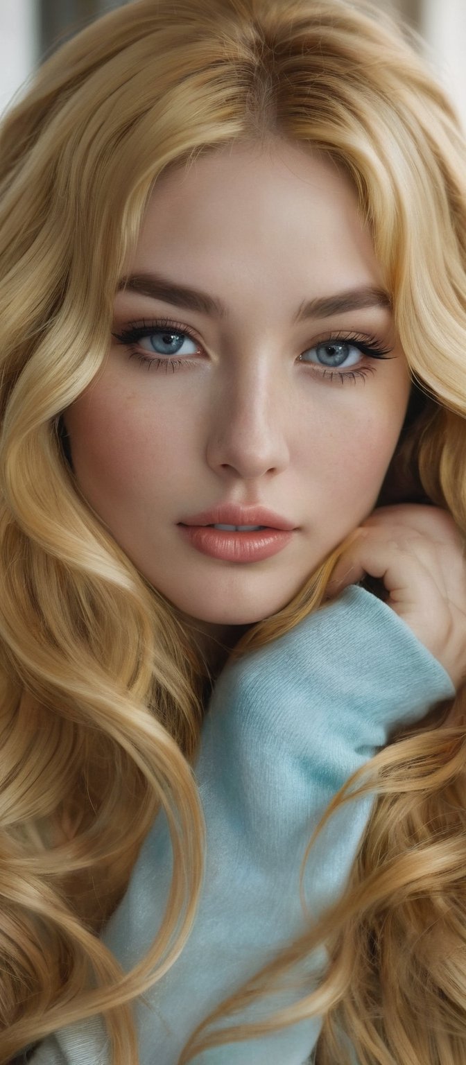 Generate hyper realistic image of a mesmerizing woman whose seductive charm emanates from every glance,  her long hair cas...