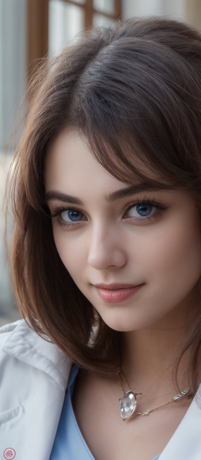 Generate hyper realistic image of a seductive woman with long,  flowing hair cascading down her shoulders. Her captivating...
