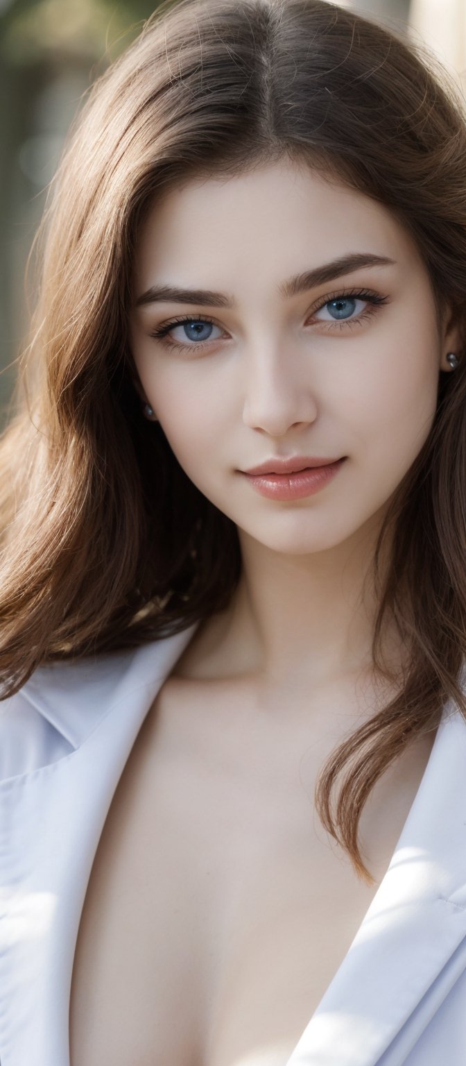 Generate hyper realistic image of a seductive woman with long,  flowing hair cascading down her shoulders. Her captivating...