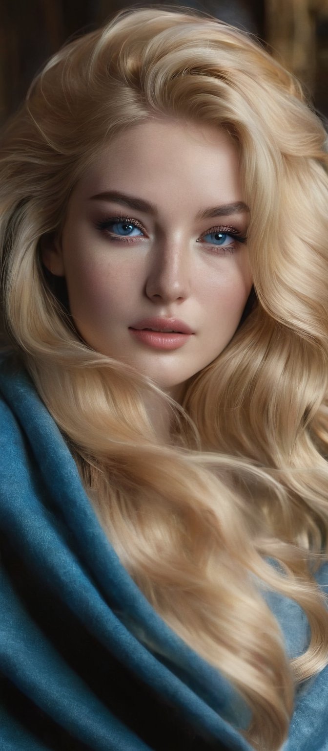 Generate hyper realistic image of a mesmerizing woman whose seductive charm emanates from every glance,  her long hair cas...