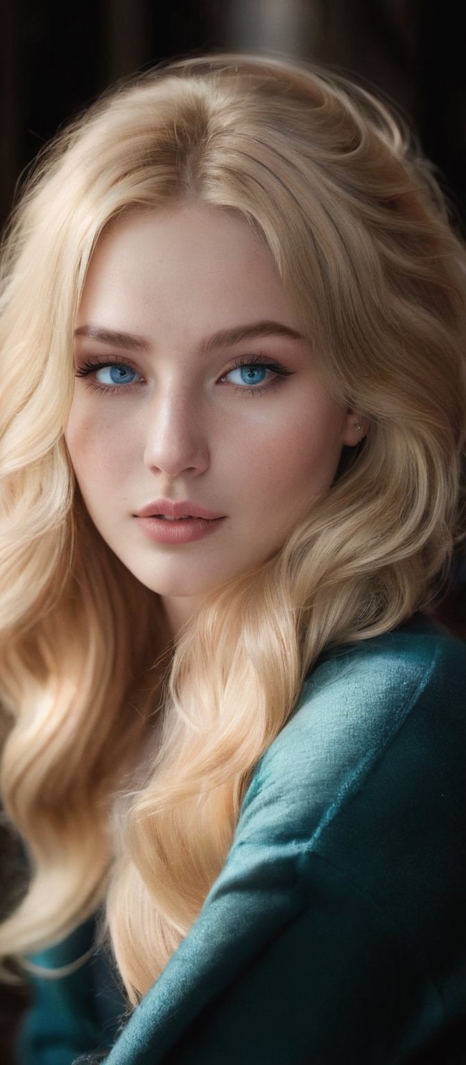 Generate hyper realistic image of a mesmerizing woman whose seductive charm emanates from every glance,  her long hair cas...