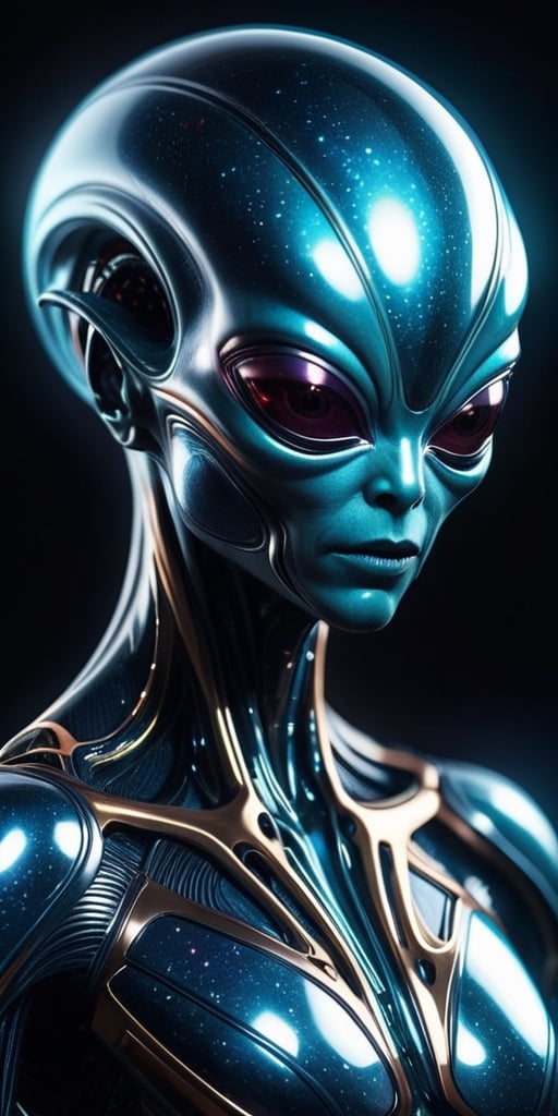 Generate hyper realistic image of a quantum-energy alien hybrid,  with fluctuating energy patterns and the ability to mani...
