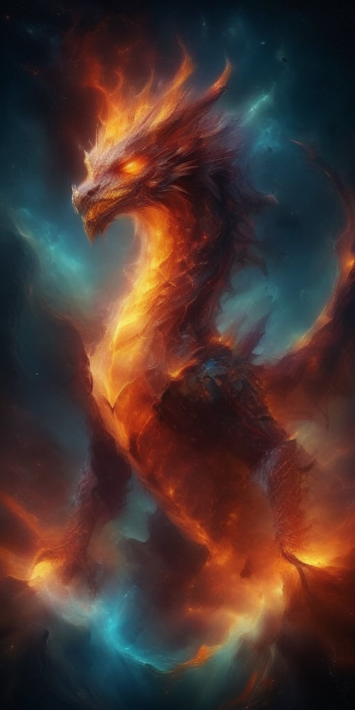 Generate hyper realistic image of the canvas in the awe-inspiring presence of the Inferno King, a dragon monarch whose scales radiate eternal flames, ruling over a realm where rivers of magma flow and volcanic spires pierce the sky, each flame intricately detailed.Sci-fi ,more detail XL,Dragon,martius_nebula,<lora:659095807385103906:1.0>