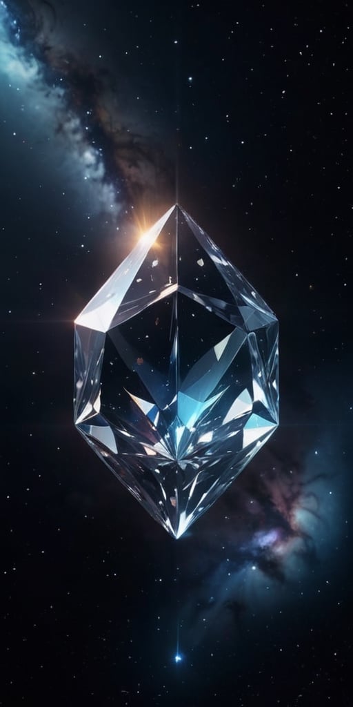 Generate hyper realistic image of crystalline entities from an alien dimension,  their geometric shapes refracting the lig...