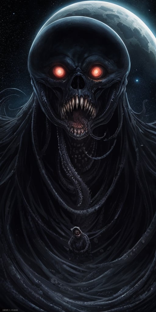 Generate hyper realistic image of intergalactic abominations,  amalgamations of alien and eldritch horrors,  crawling thro...