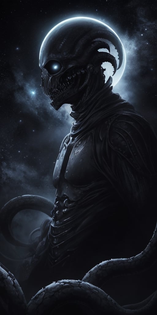 Generate hyper realistic image of intergalactic abominations,  amalgamations of alien and eldritch horrors,  crawling thro...