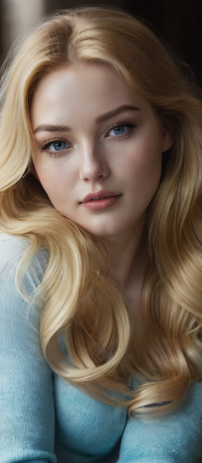 Generate hyper realistic image of a mesmerizing woman whose seductive charm emanates from every glance,  her long hair cas...