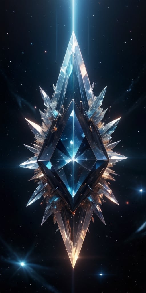Generate hyper realistic image of crystalline entities from an alien dimension,  their geometric shapes refracting the lig...