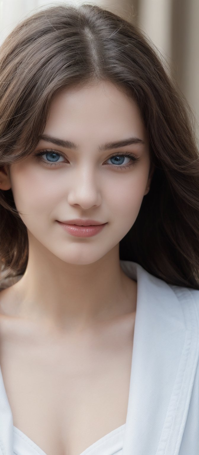 Generate hyper realistic image of a seductive woman with long,  flowing hair cascading down her shoulders. Her captivating...