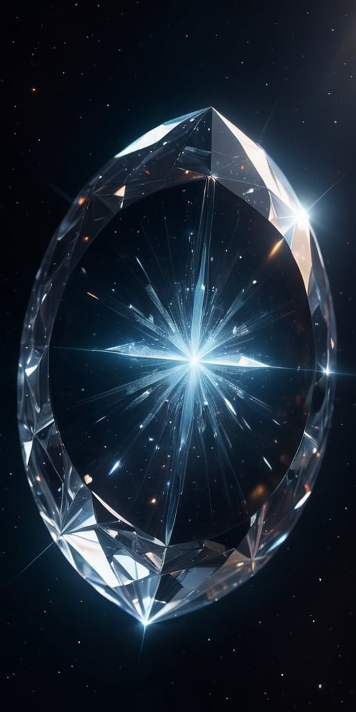Generate hyper realistic image of crystalline entities from an alien dimension,  their geometric shapes refracting the lig...