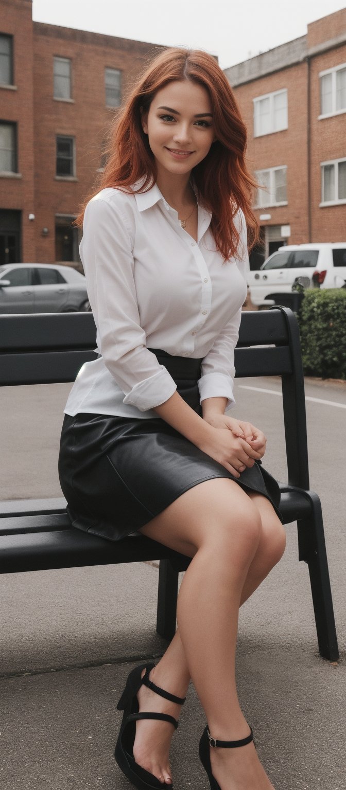 Generate hyper realistic image of a woman with a warm smile,  looking directly at the viewer. She has large breasts and a...